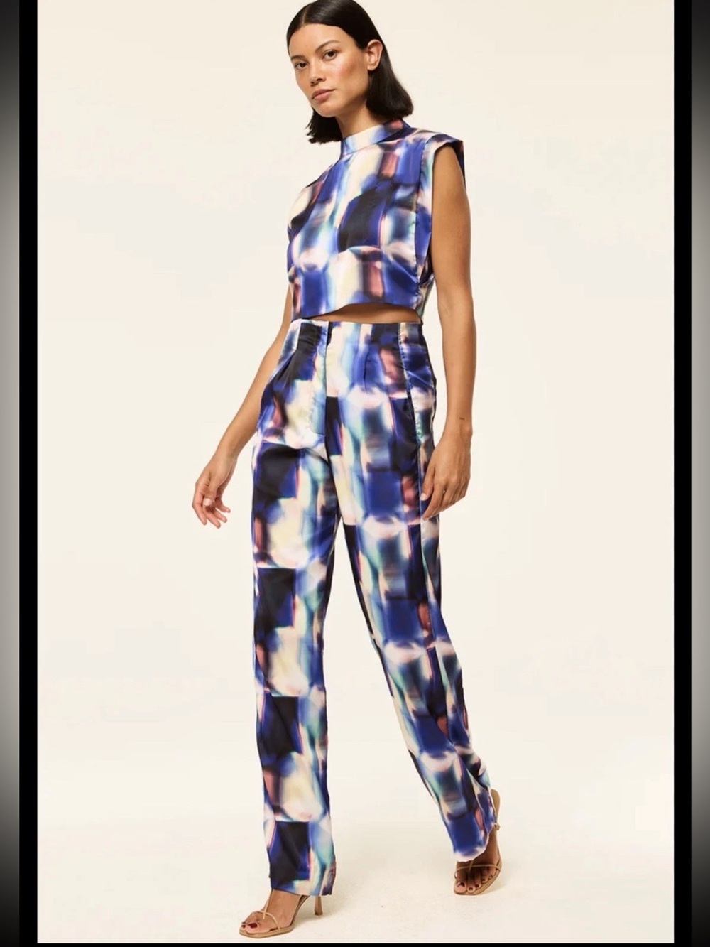 MISA Los Angeles Matching Match SET Satin INAH RITA Purple Geo XS/S NWT